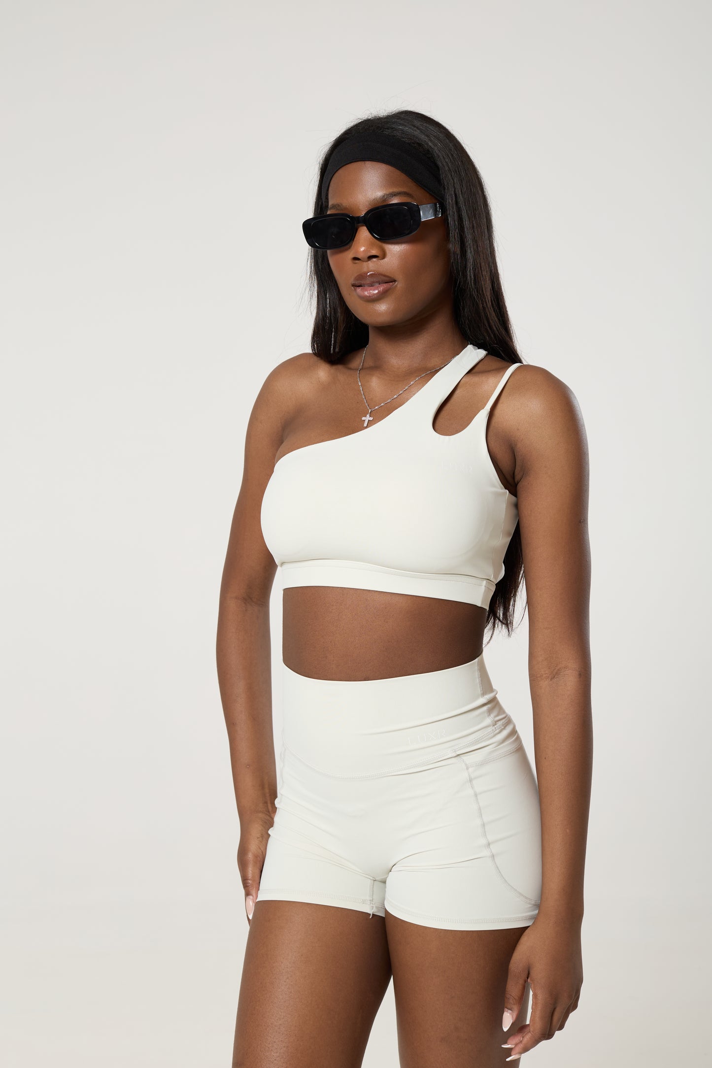Double strap one shoulder sculpt top