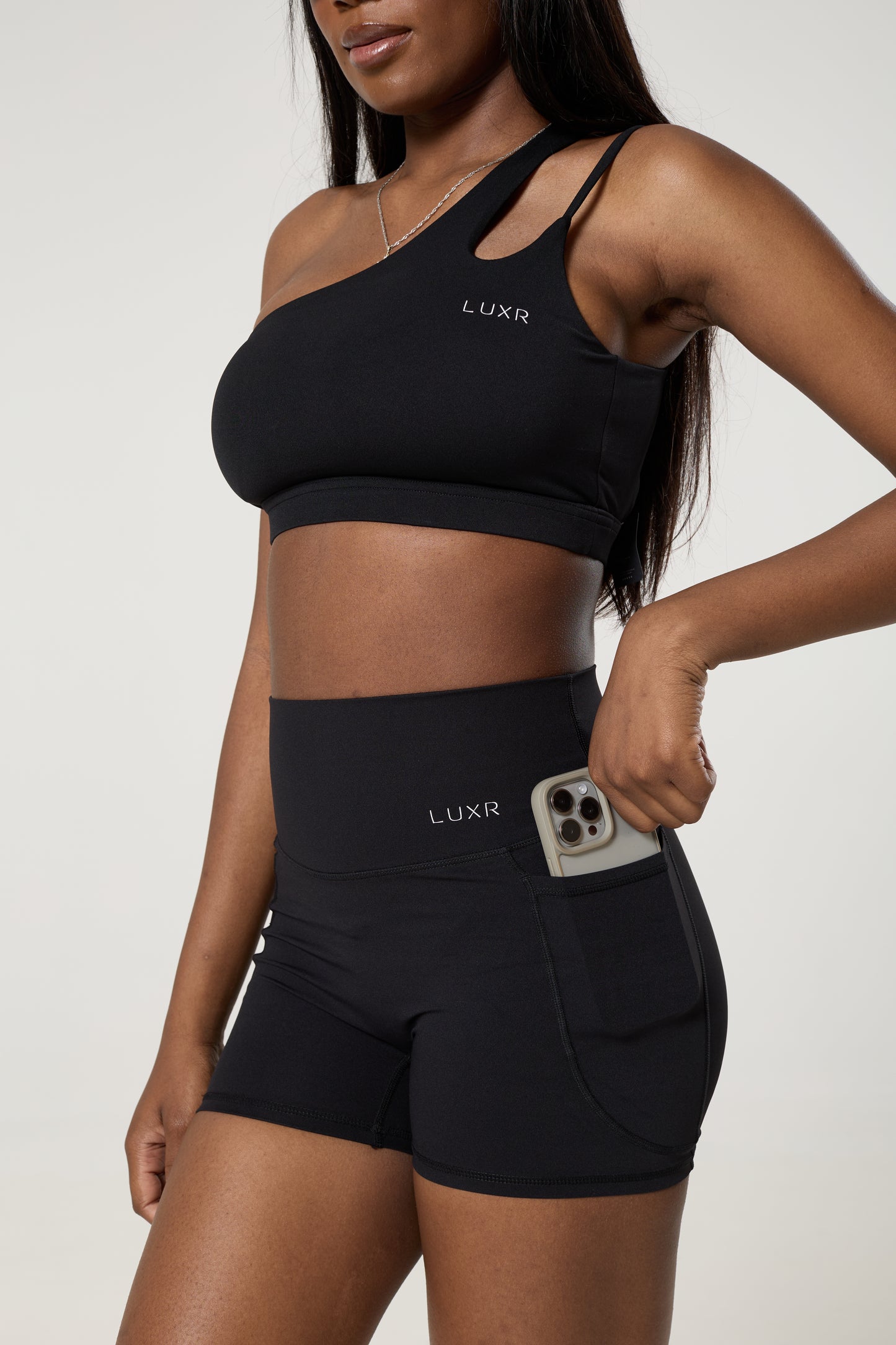 Double strap one shoulder sculpt top