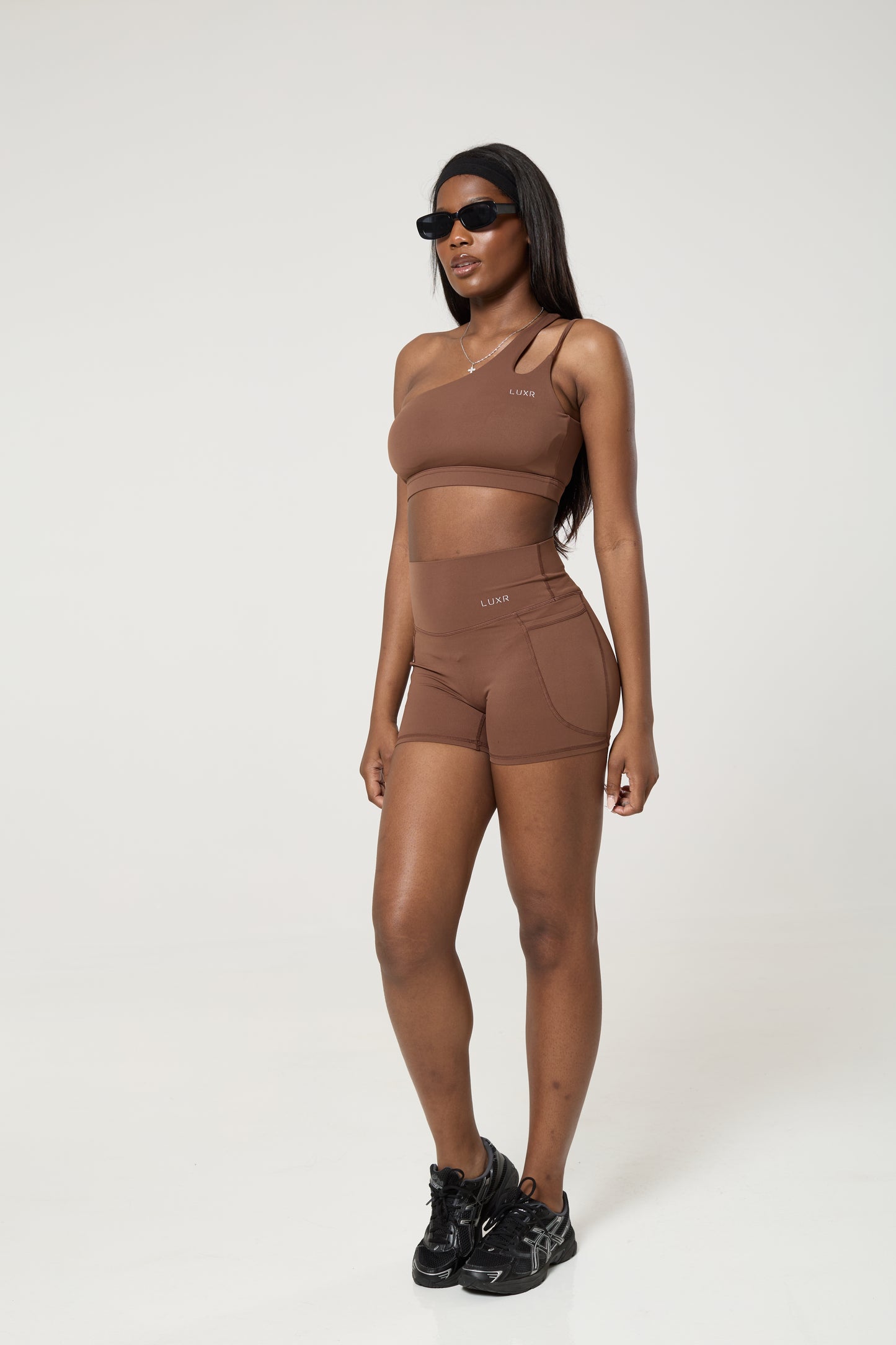 Double strap one shoulder sculpt top