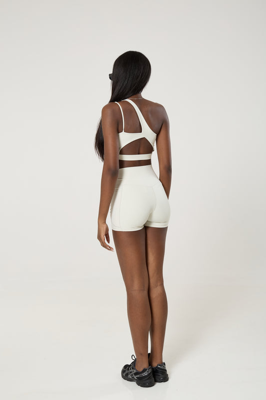 Double strap one shoulder sculpt top