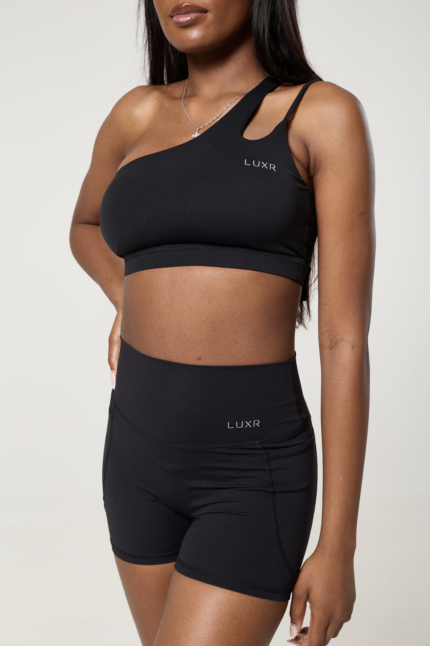 Double strap one shoulder sculpt top
