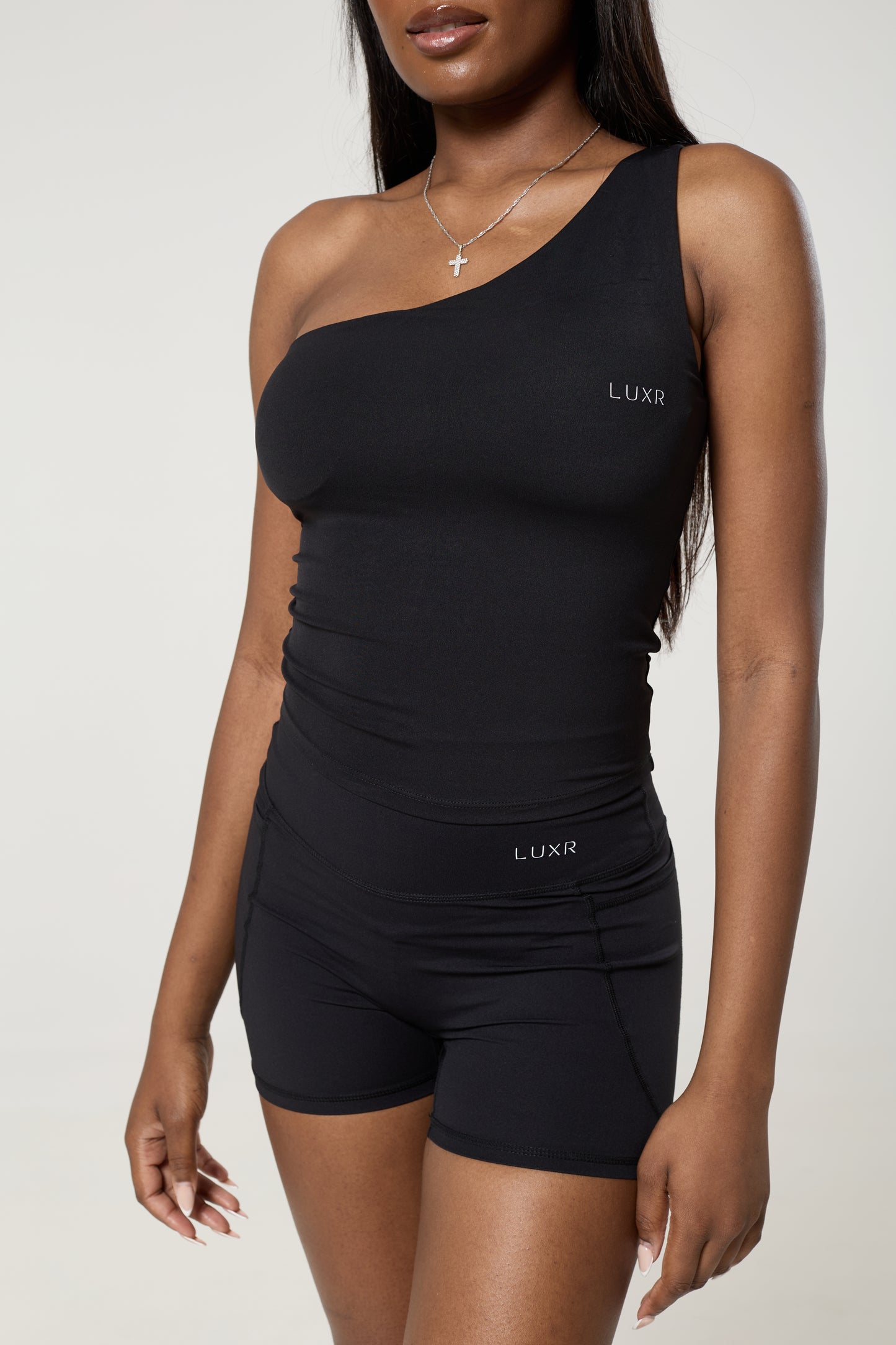 One shouldered sculpting top