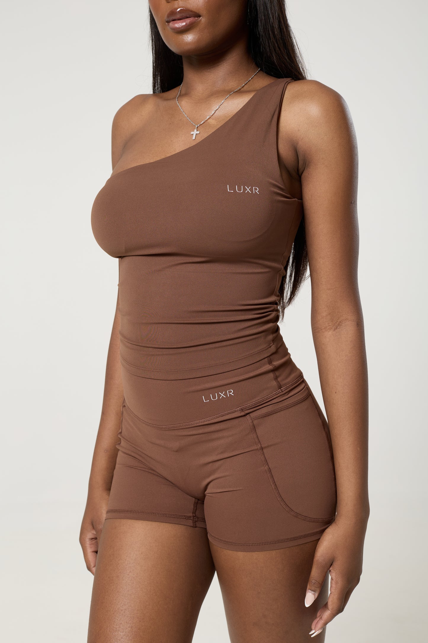 One shouldered sculpting top